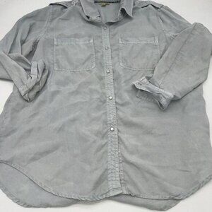 Holding Horses Anthropologie Shirt Chambray Pearl Snap Long Sleeve Collar Small